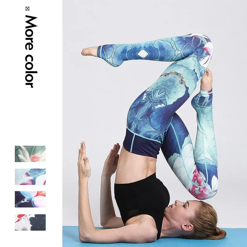 2018 Printed Yoga Pants Women High Waist Yoga Leggings for Fitness Sports Tight Pants Seamless Running Leggings Sport Trousers