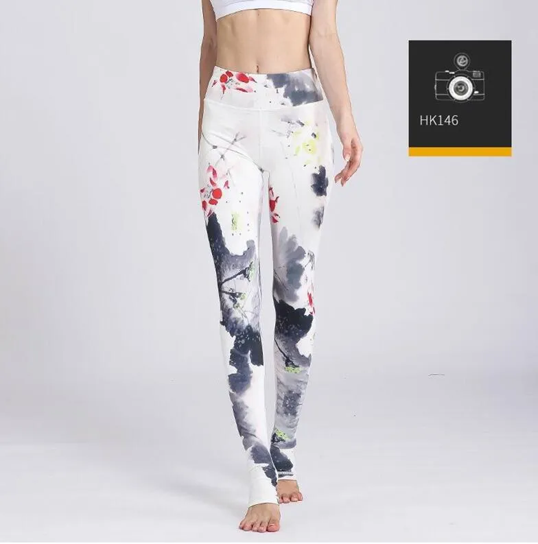 2018 Printed Yoga Pants Women High Waist Yoga Leggings for Fitness Sports Tight Pants Seamless Running Leggings Sport Trousers