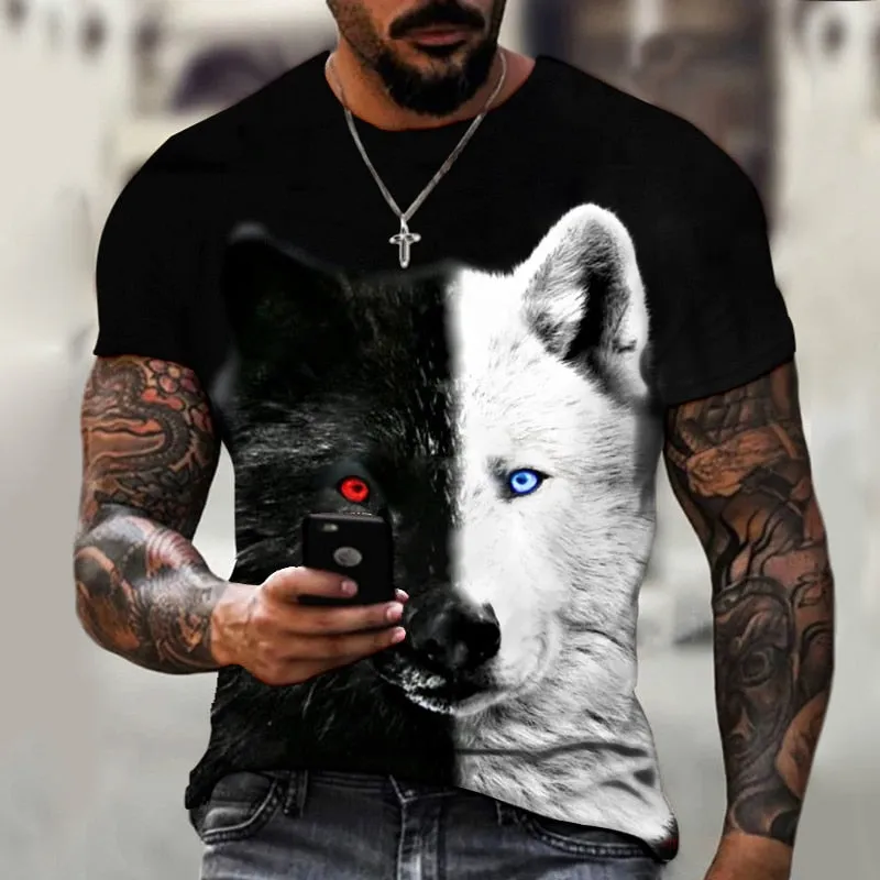 2022 Cotton Summer T-shirt Men Animal Lion 3d Print Fashion Short Sleeve Top Micro Elastic Sport Fitness T Shirt For Men