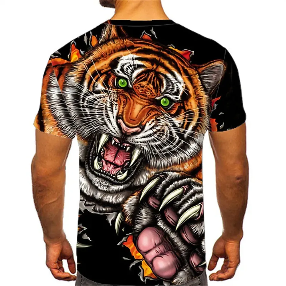2022 Cotton Summer T-shirt Men Animal Lion 3d Print Fashion Short Sleeve Top Micro Elastic Sport Fitness T Shirt For Men