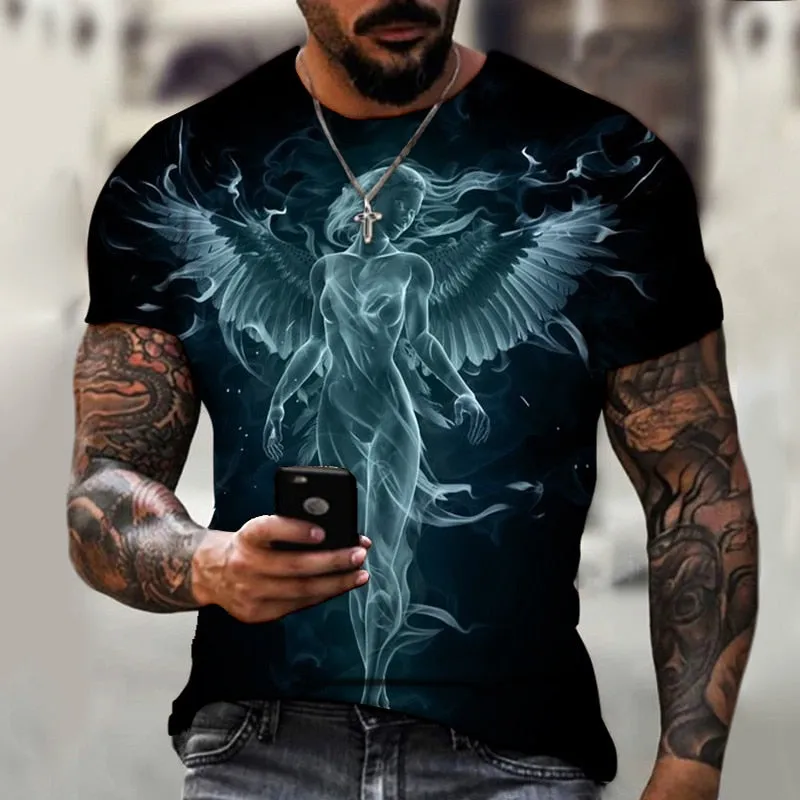 2022 Cotton Summer T-shirt Men Animal Lion 3d Print Fashion Short Sleeve Top Micro Elastic Sport Fitness T Shirt For Men