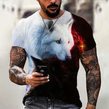2022 Cotton Summer T-shirt Men Animal Lion 3d Print Fashion Short Sleeve Top Micro Elastic Sport Fitness T Shirt For Men