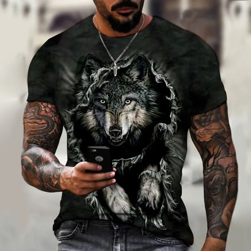 2022 Cotton Summer T-shirt Men Animal Lion 3d Print Fashion Short Sleeve Top Micro Elastic Sport Fitness T Shirt For Men