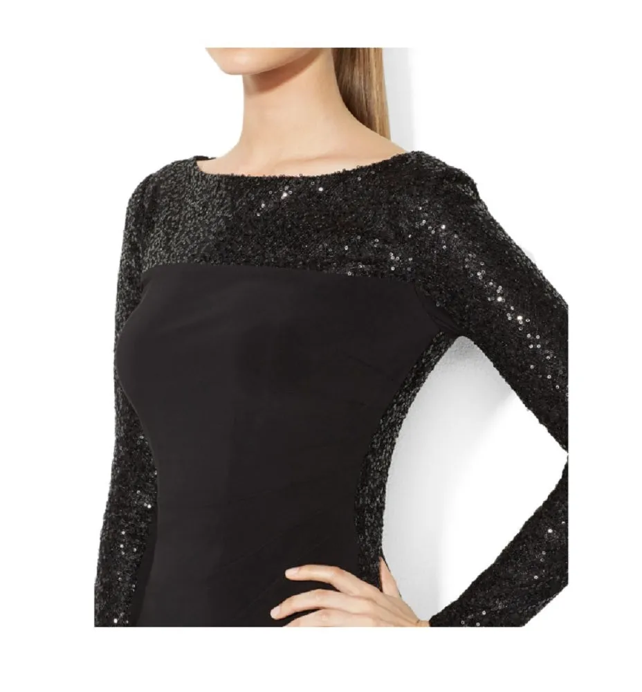 American Living Women's Sequin Paneled Black Dress (12)
