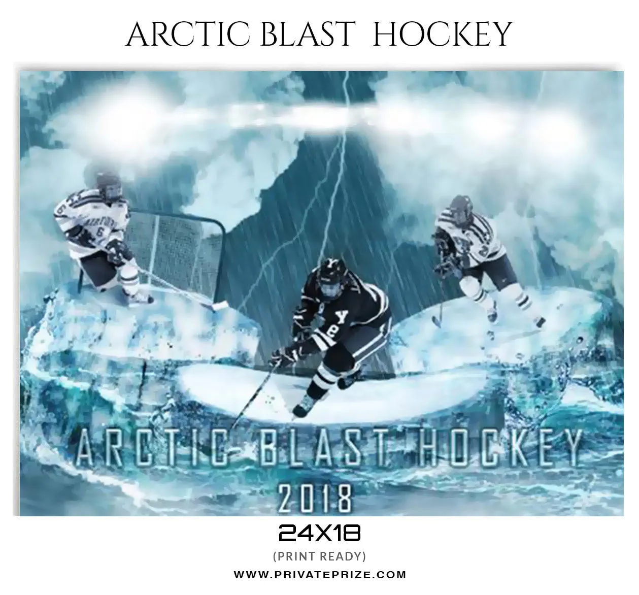 Arctic Blast Hockey Sports Photoshop Template