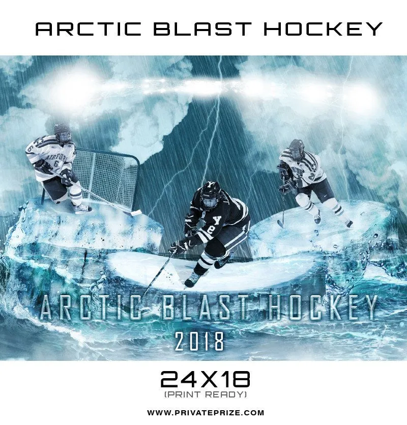 Arctic Blast Hockey Sports Photoshop Template