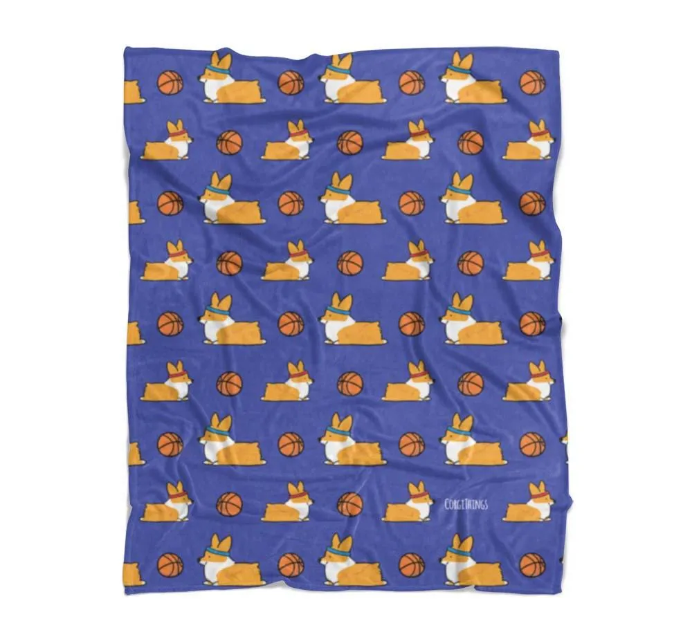 Basketball Corgis Fleece Blanket | 3 Sizes