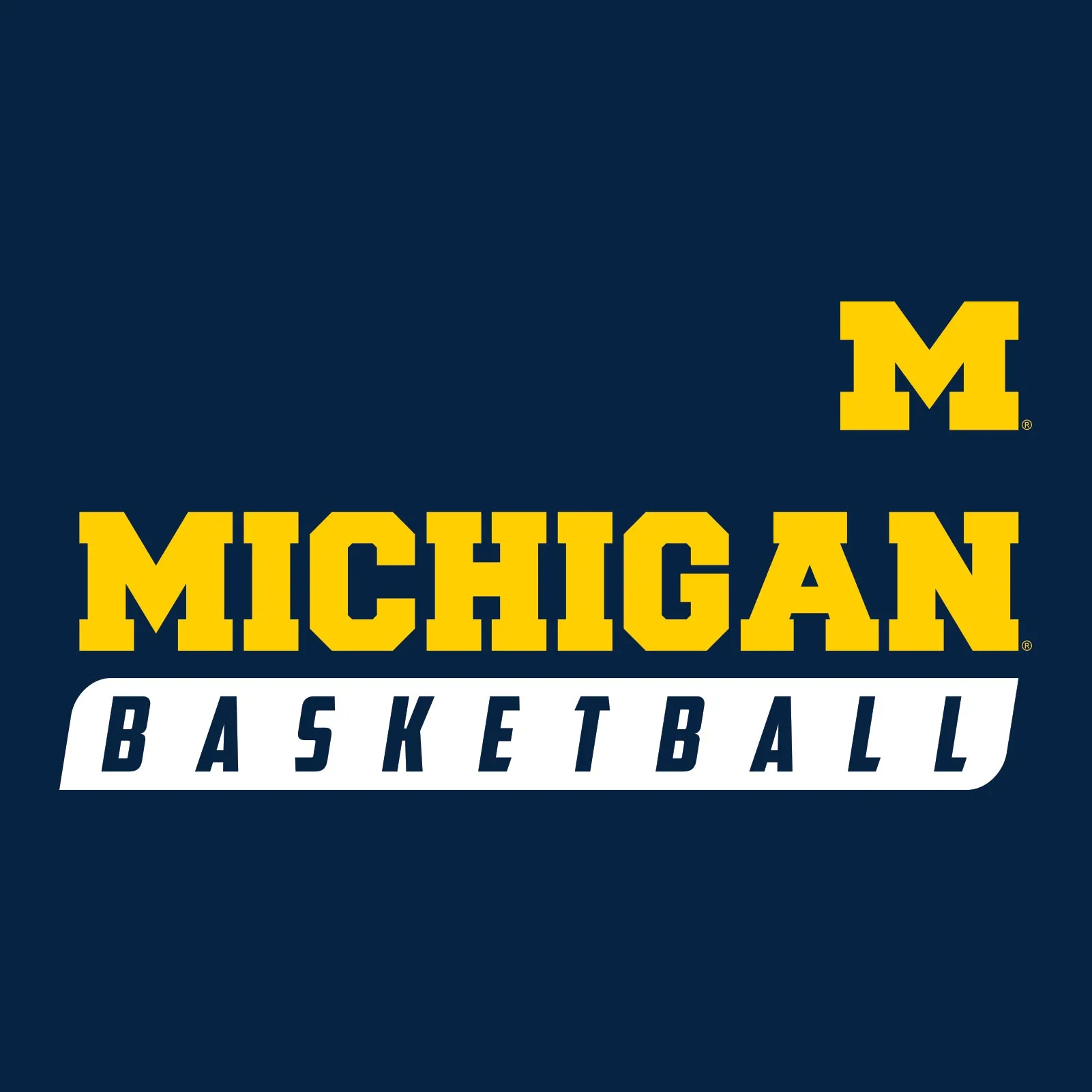 Basketball Slant University of Michigan Basic Cotton Short Sleeve T-Shirt - Navy
