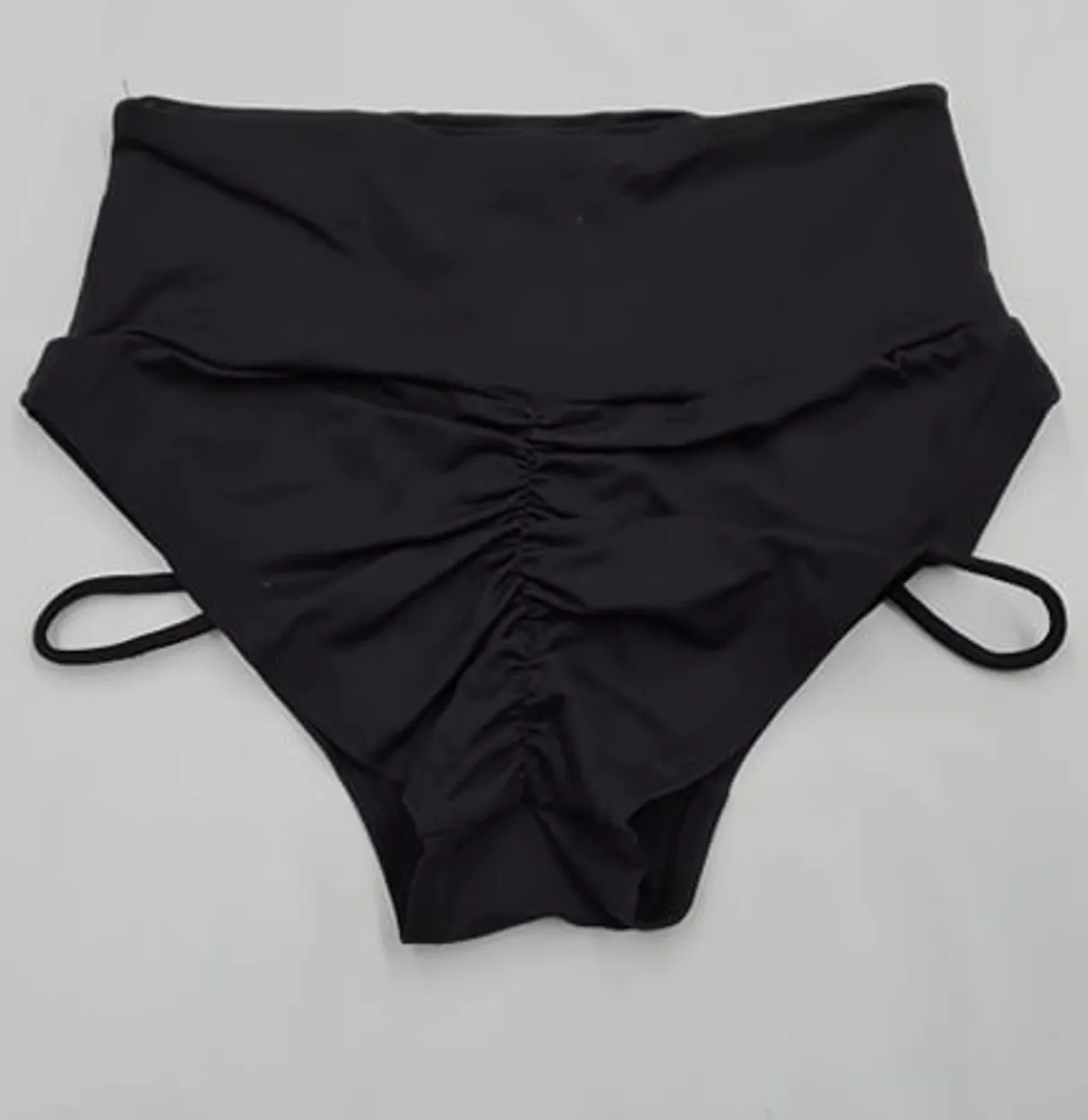 'Be a Queen' Matte Black Strap High Cut Brazil Scrunchie Bum Shorts