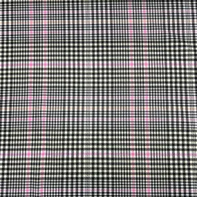 Black and Pink Checkered Dogtooth Knit Fabric