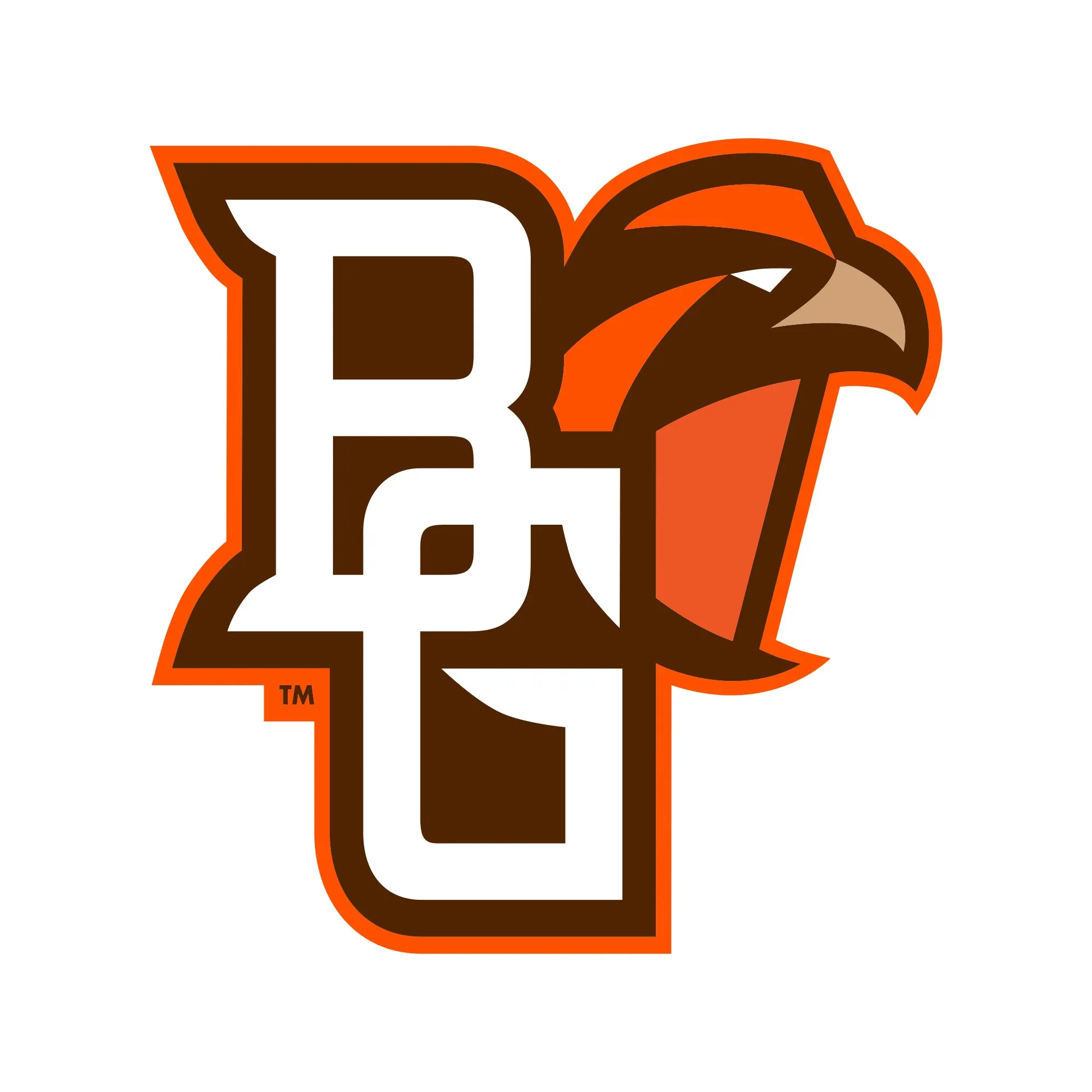 Bowling Green State University Falcons Primary Logo Cotton Long Sleeve T Shirt - White