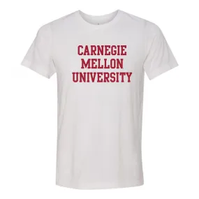 Carnegie Mellon University Tartans Basic Block Canvas Triblend Short Sleeve T Shirt - Solid White Triblend