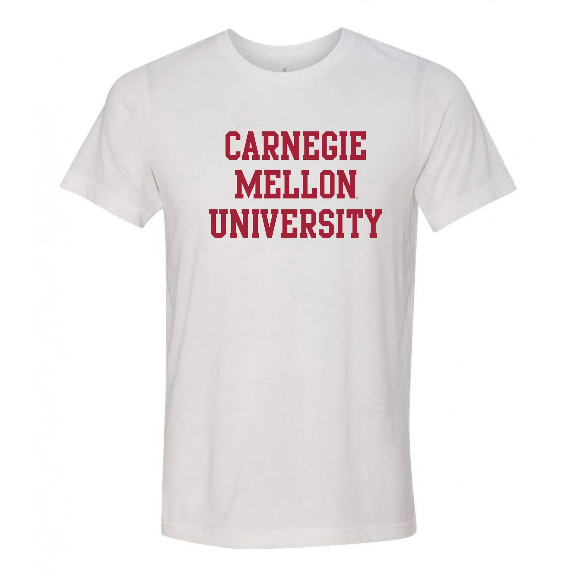 Carnegie Mellon University Tartans Basic Block Canvas Triblend Short Sleeve T Shirt - Solid White Triblend