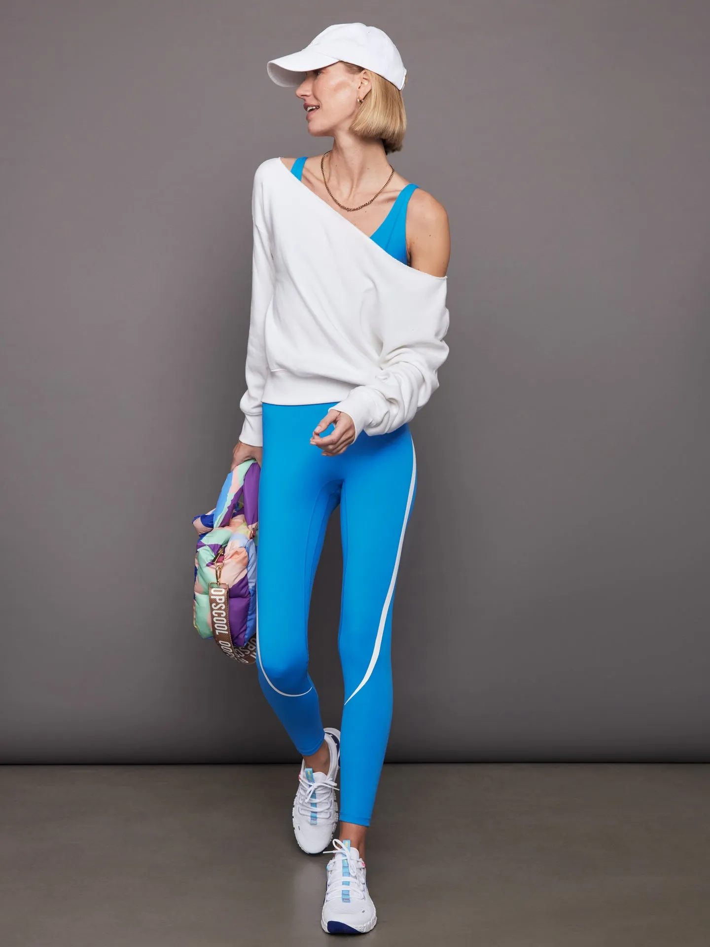 Center Stage Contrast Legging - French Blue/White