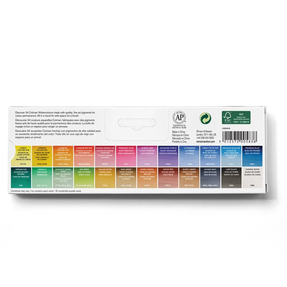 Cotman Watercolours Metal Sketchers' Box - 24 Half Pans