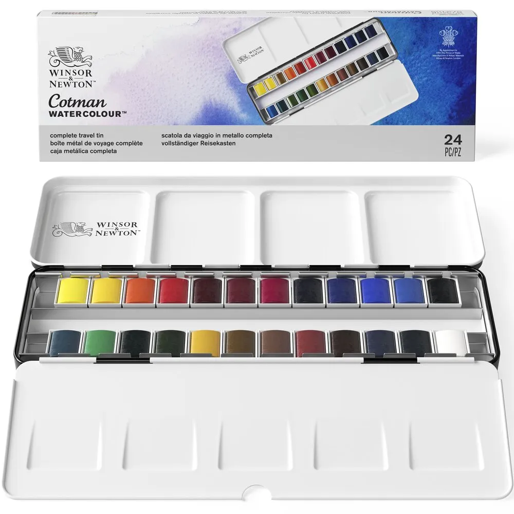 Cotman Watercolours Metal Sketchers' Box - 24 Half Pans