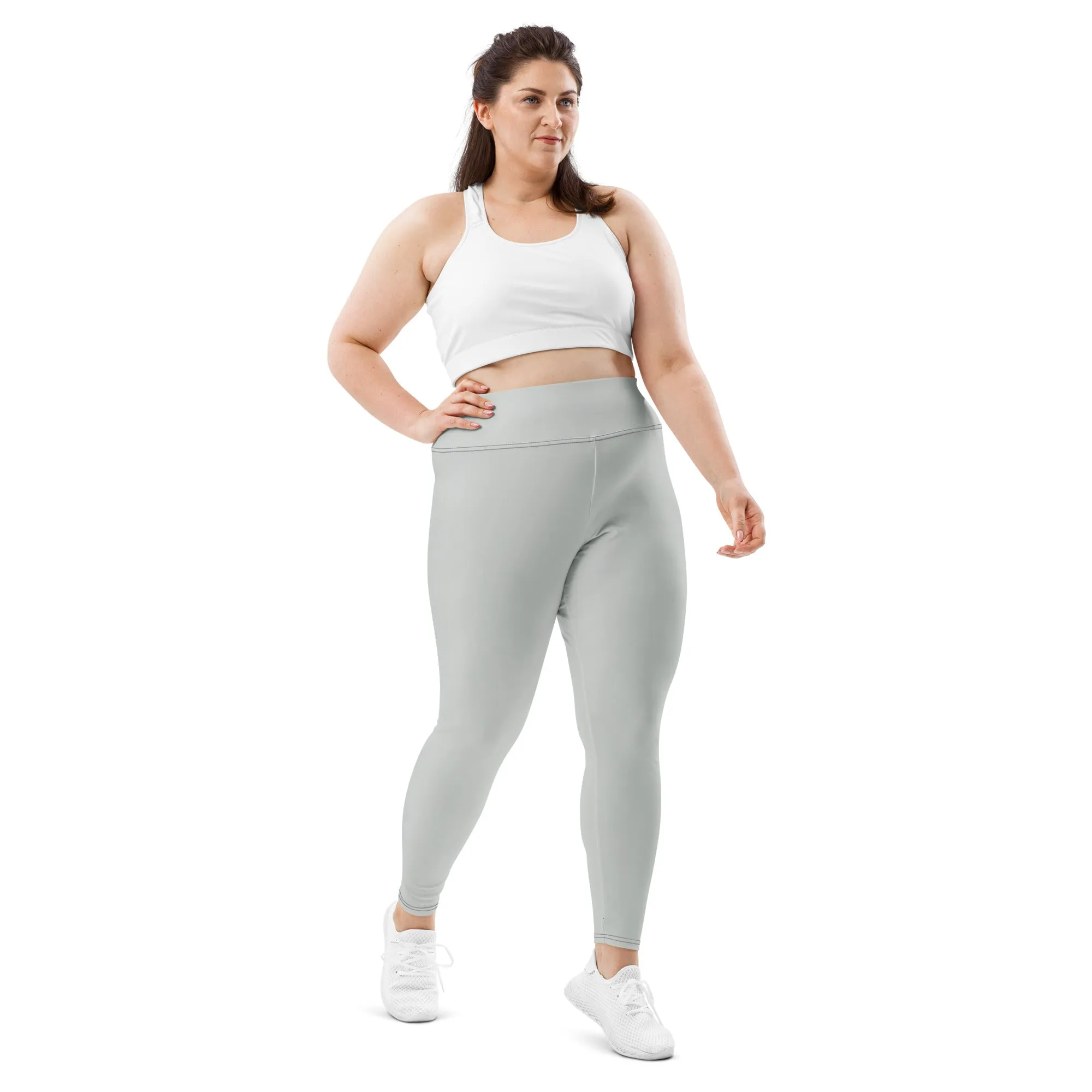 Curve Couture: Women's Plus Size Solid Color Yoga Leggings - Smoke