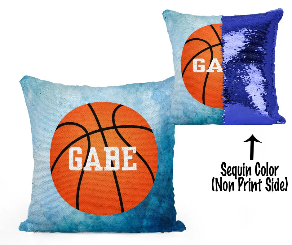 Custom Personalized BASKETBALL Sequin Mermaid Flip Pillow- Watercolor