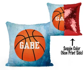 Custom Personalized BASKETBALL Sequin Mermaid Flip Pillow- Watercolor