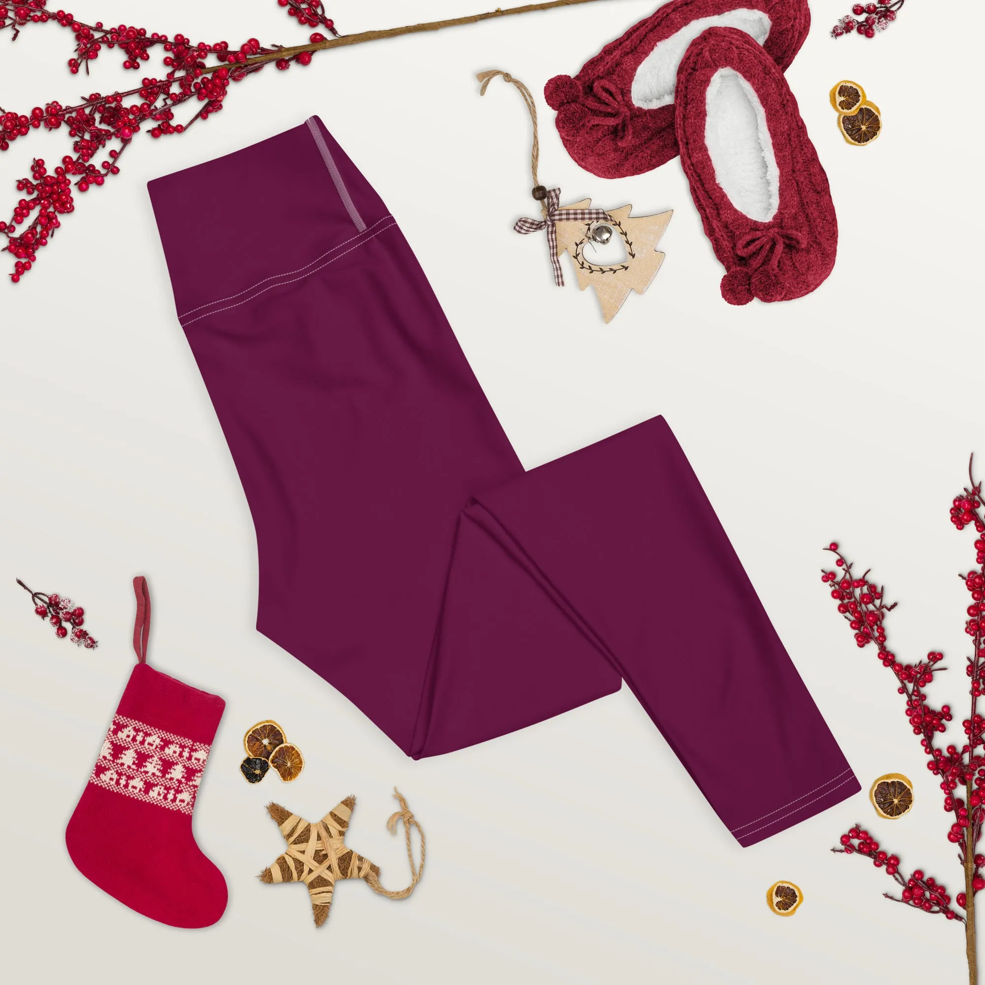 Daily Essentials: Women's Solid Color Workout Yoga Pants - Tyrian Purple