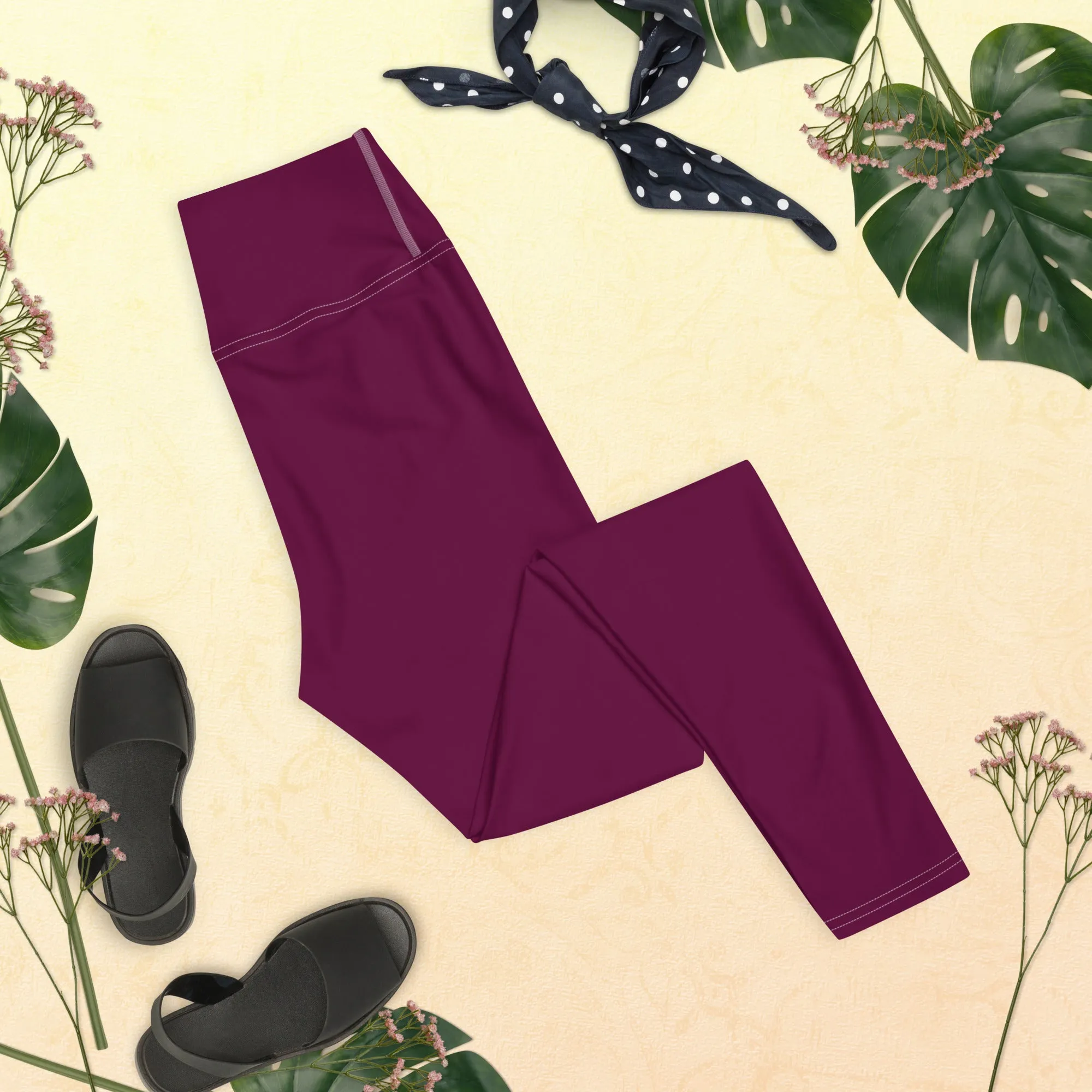 Daily Essentials: Women's Solid Color Workout Yoga Pants - Tyrian Purple