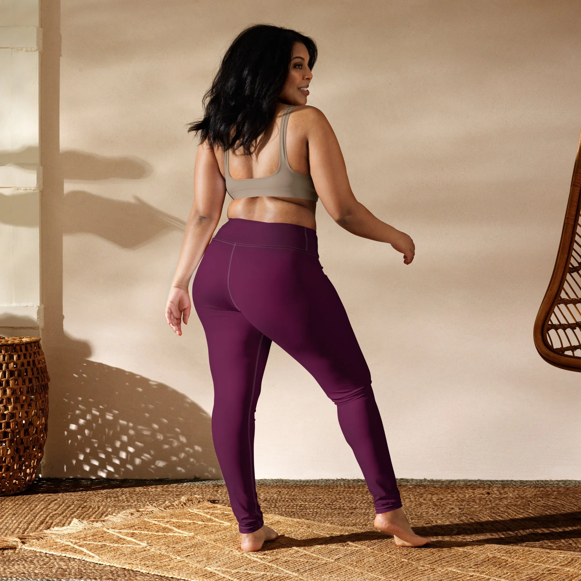 Daily Essentials: Women's Solid Color Workout Yoga Pants - Tyrian Purple