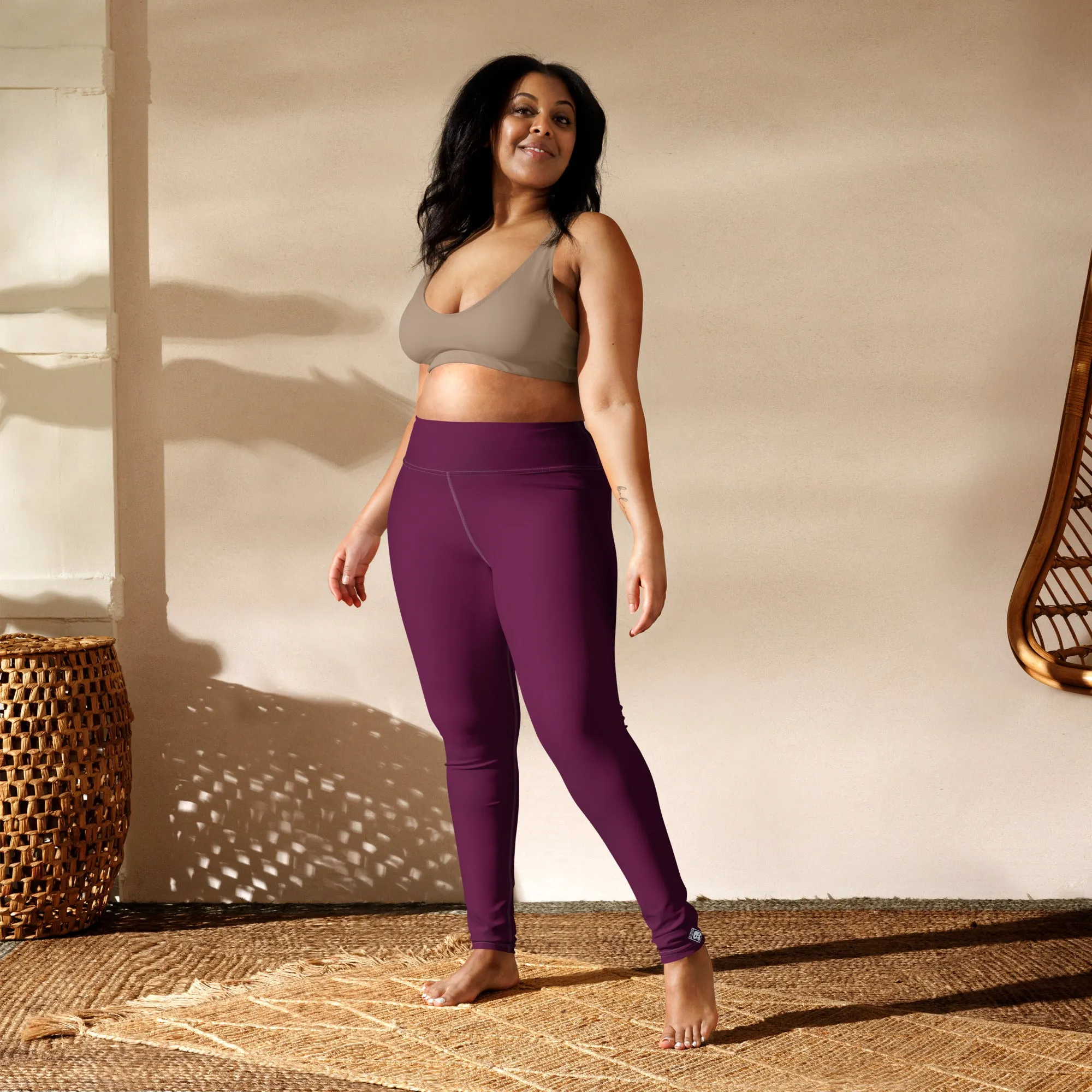 Daily Essentials: Women's Solid Color Workout Yoga Pants - Tyrian Purple