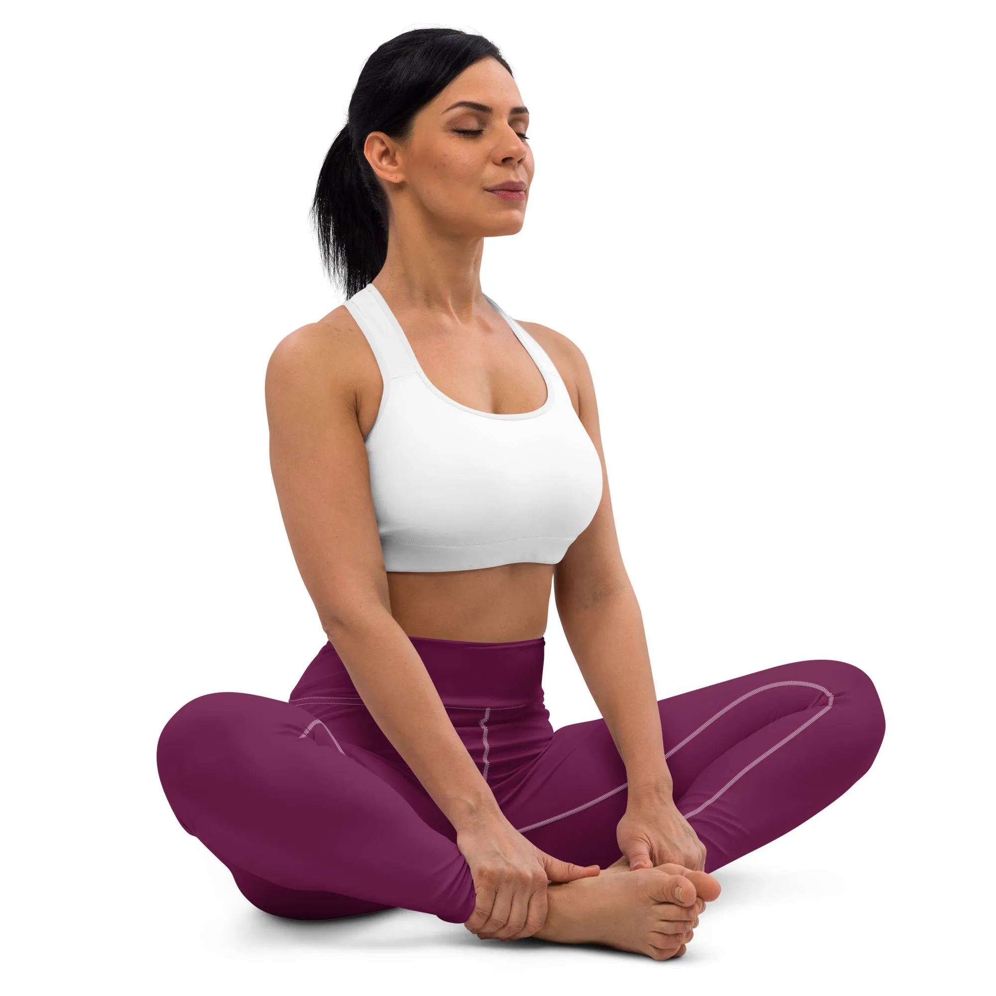 Daily Essentials: Women's Solid Color Workout Yoga Pants - Tyrian Purple