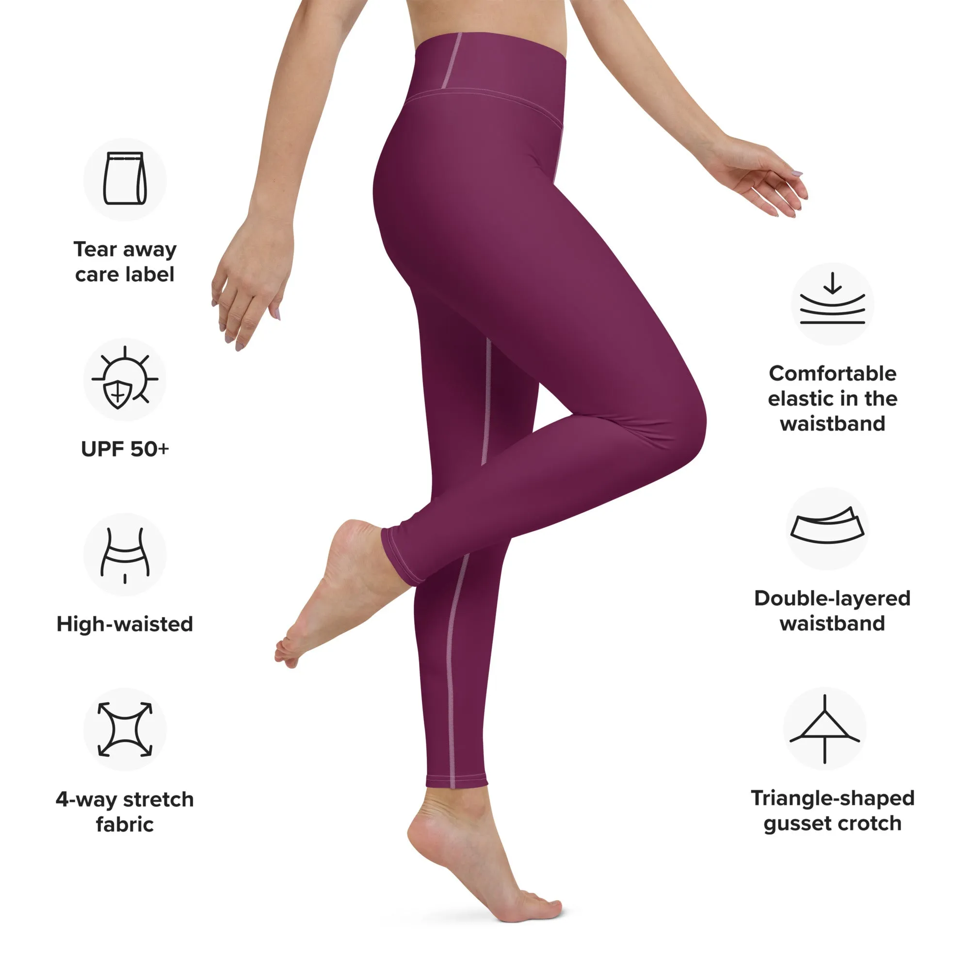 Daily Essentials: Women's Solid Color Workout Yoga Pants - Tyrian Purple