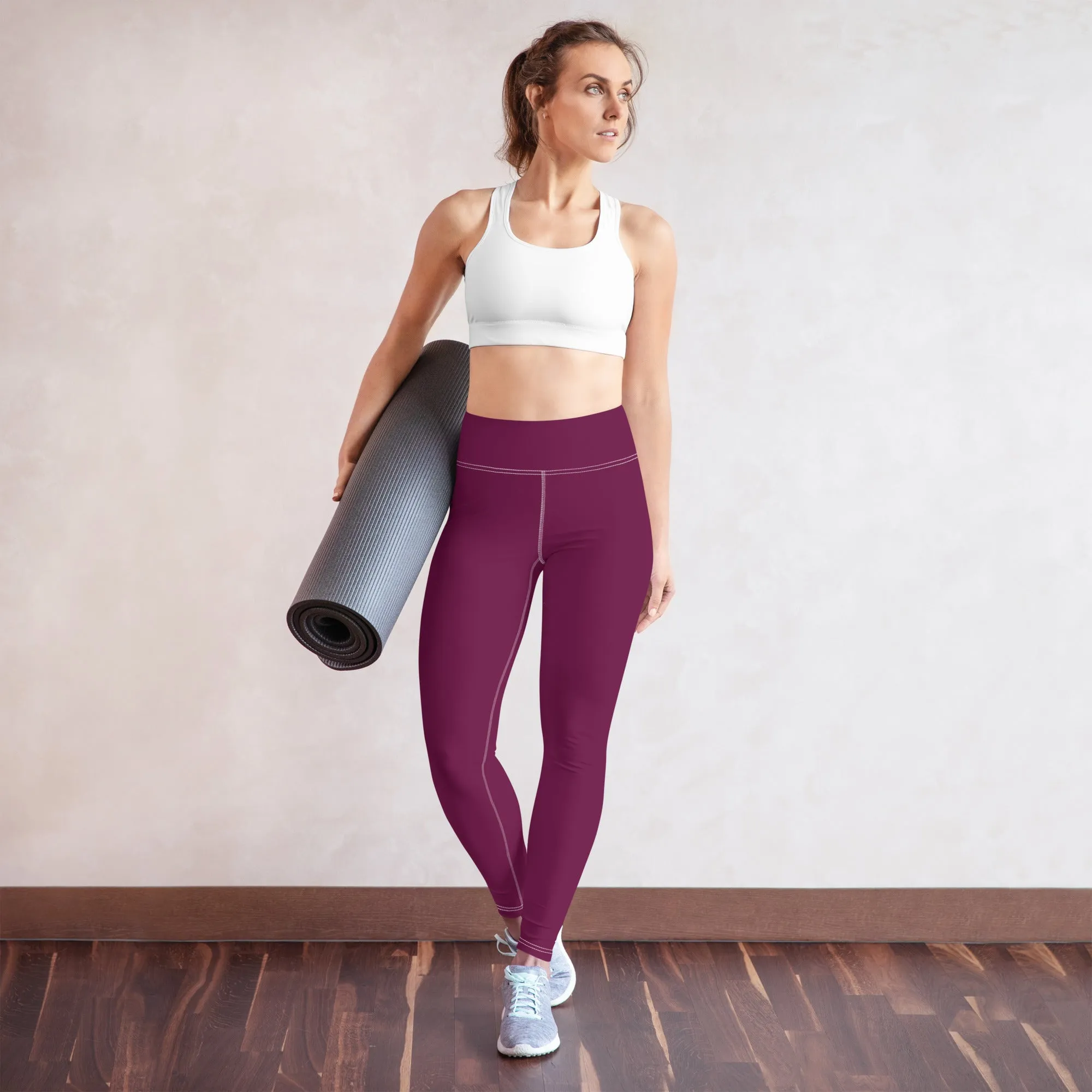Daily Essentials: Women's Solid Color Workout Yoga Pants - Tyrian Purple