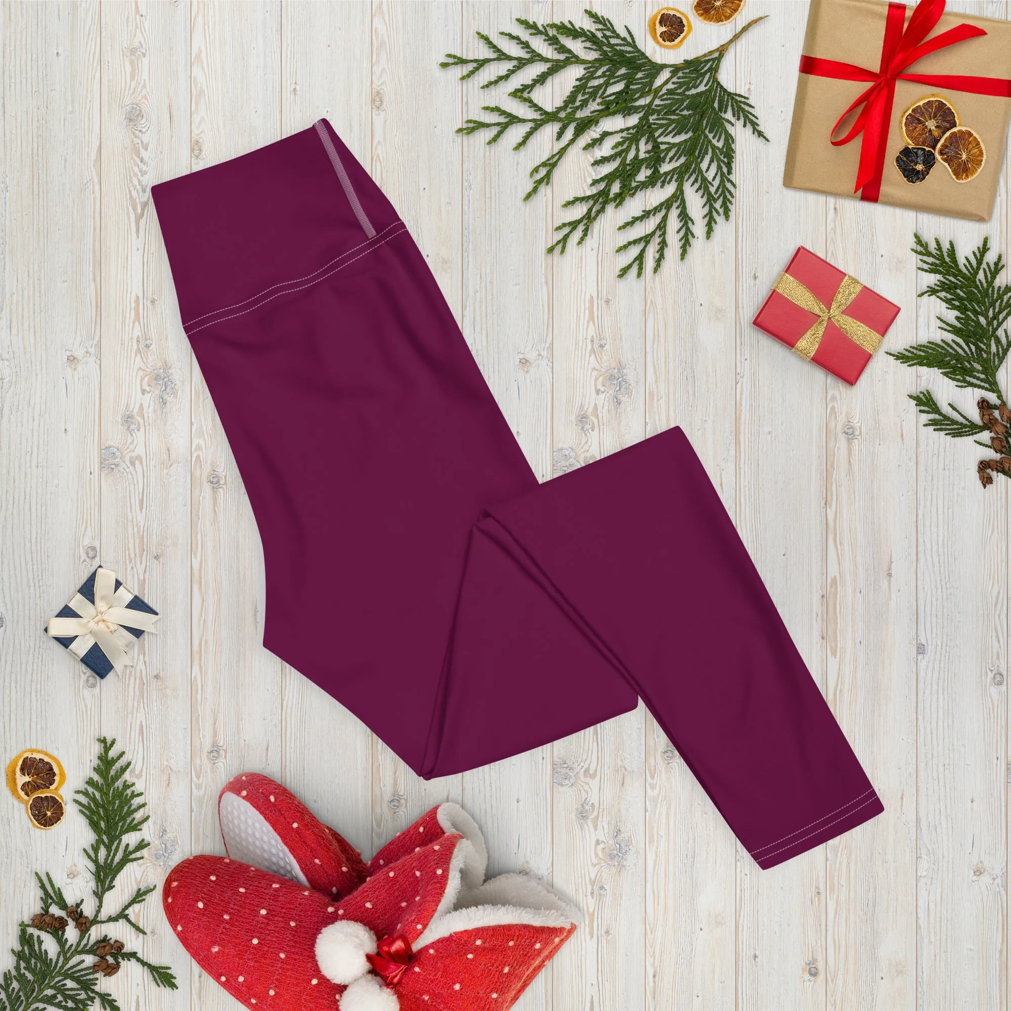 Daily Essentials: Women's Solid Color Workout Yoga Pants - Tyrian Purple