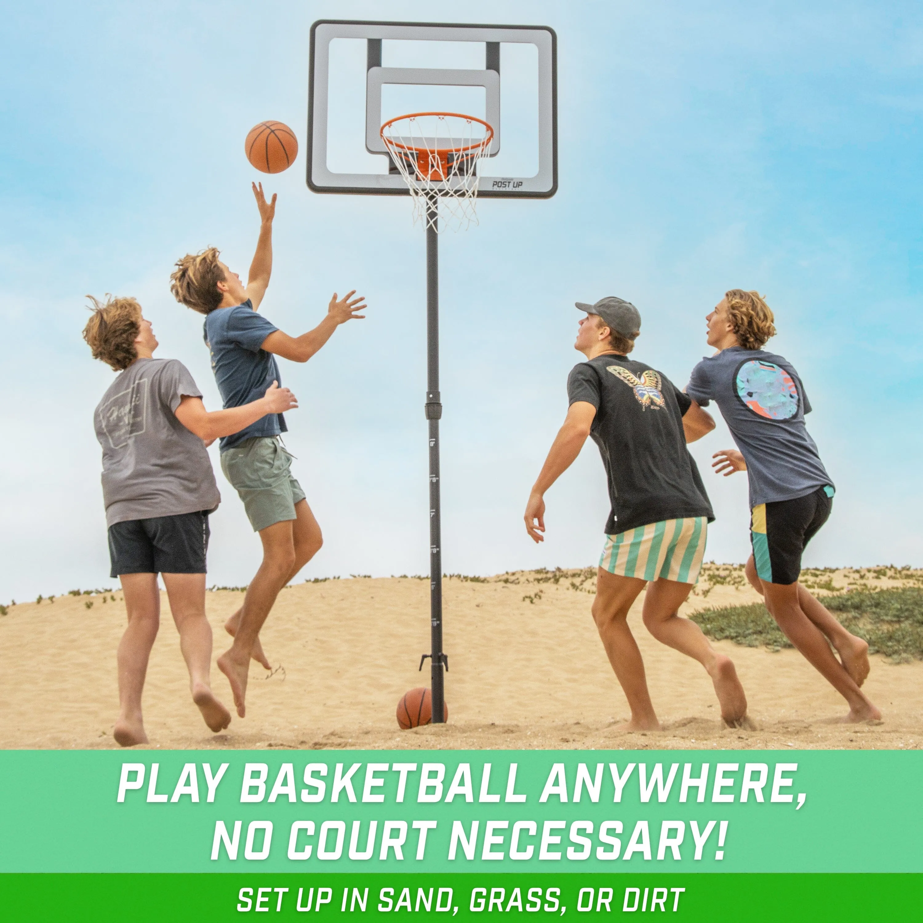 GoSports Post Up Portable Beach Basketball Hoop for Kids and Adults