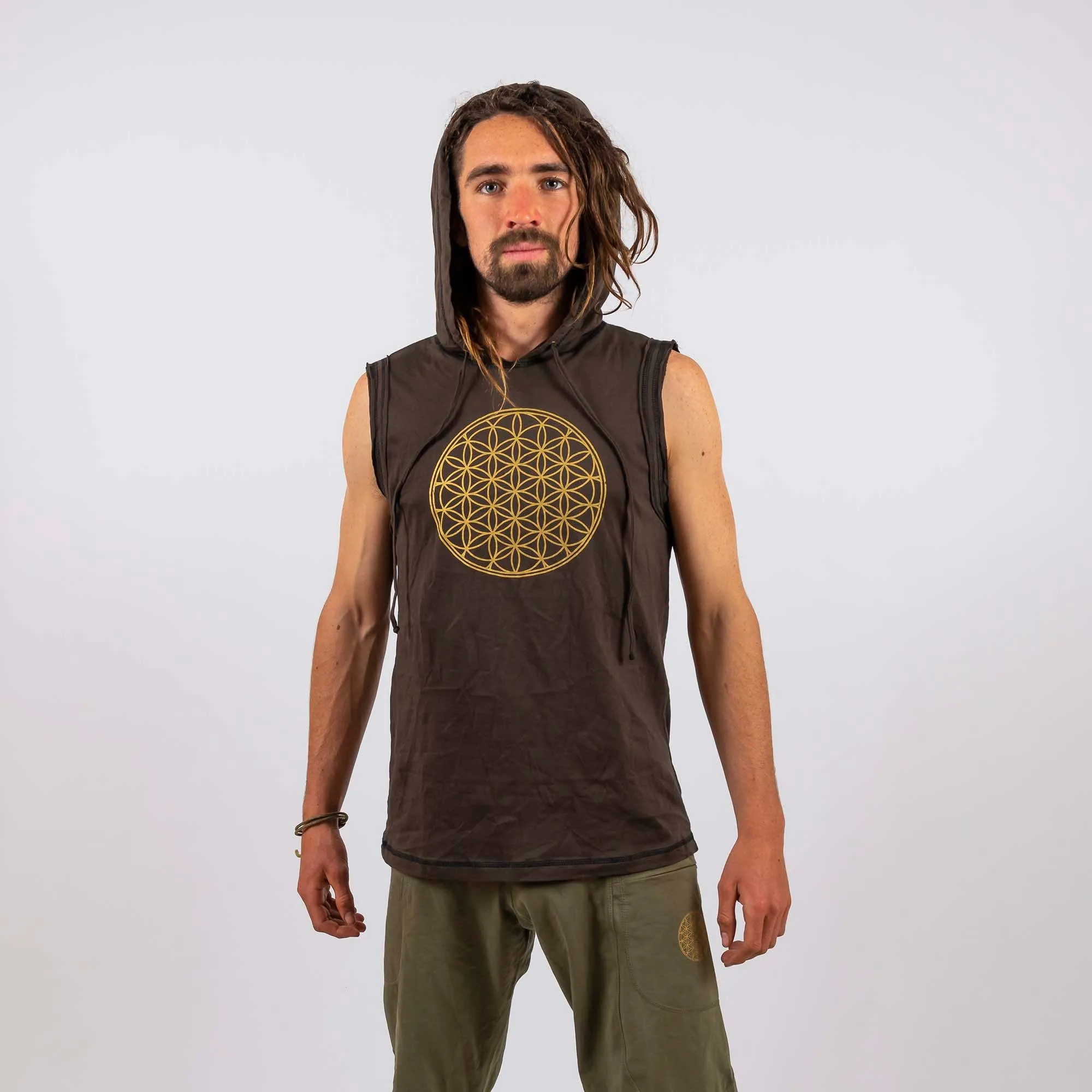 Hooded Singlet - Flower of Life Print