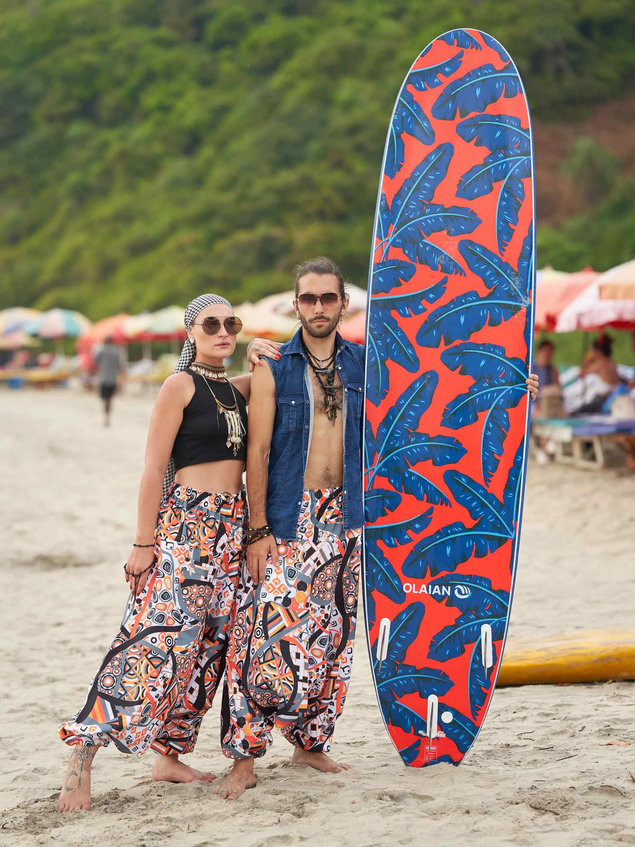 Men's Wide-Open Geometric Dhoti Baggy Harem For Dance Yoga Travel