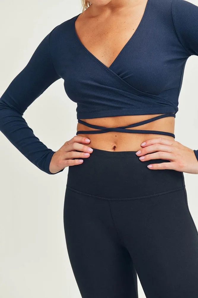 Mono B Overlay Front Tie Cropped Top