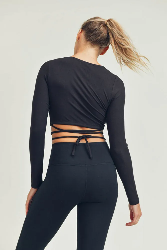Mono B Overlay Front Tie Cropped Top