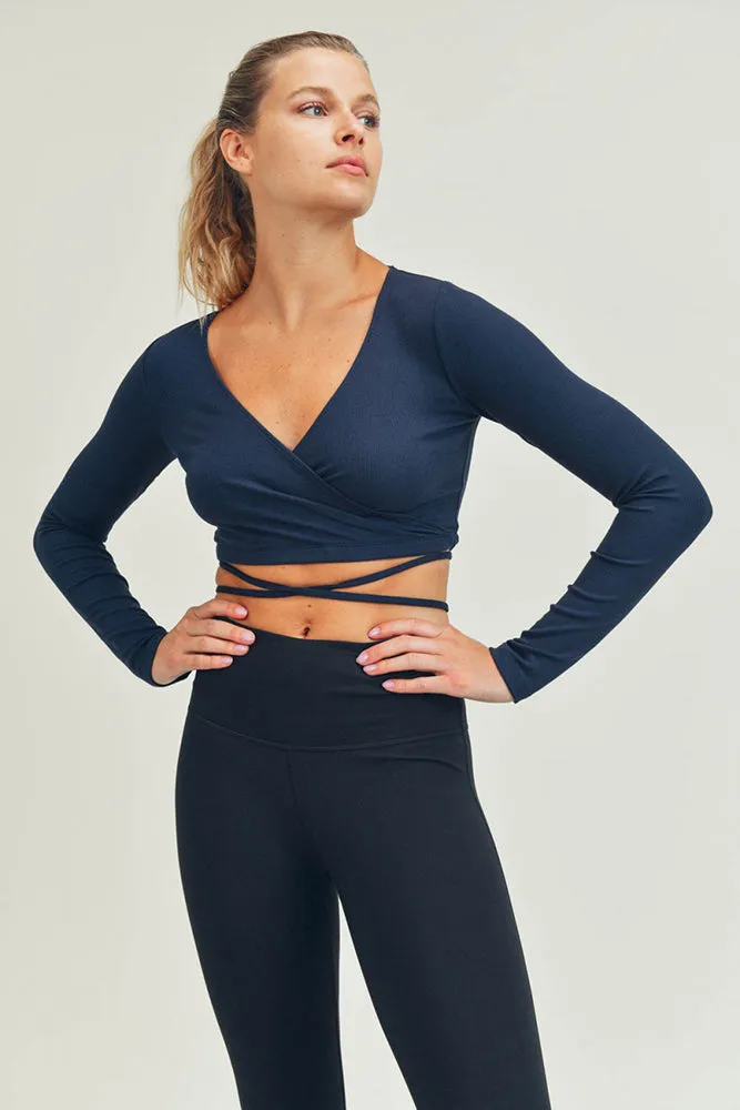 Mono B Overlay Front Tie Cropped Top