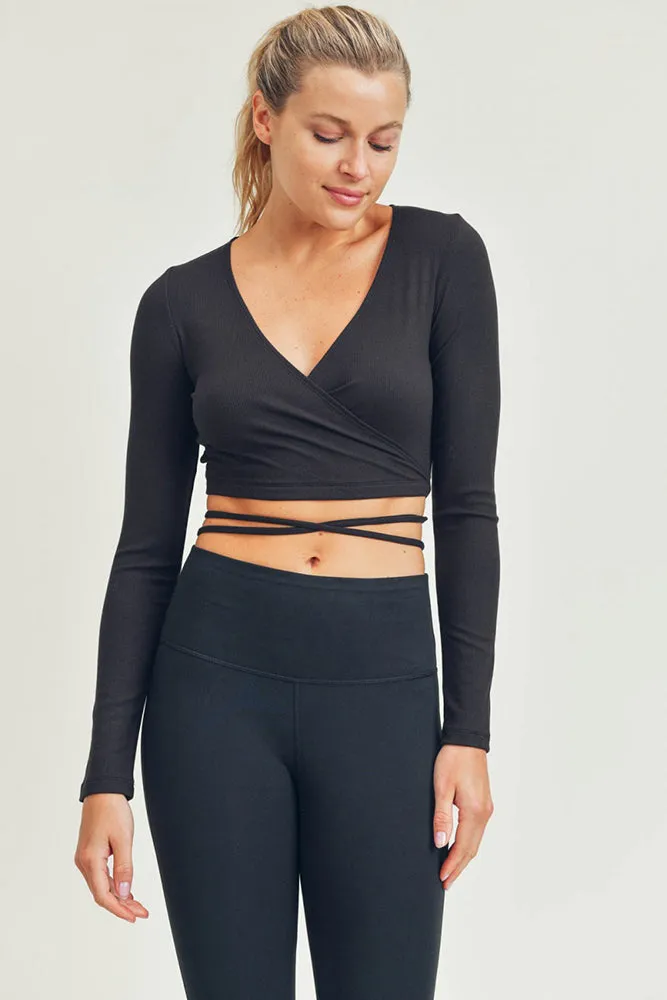 Mono B Overlay Front Tie Cropped Top