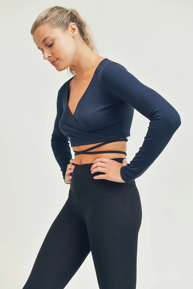 Mono B Overlay Front Tie Cropped Top