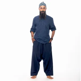 Navy-Blue Handwoven Cotton Yoga Pant | Athleisure Slouchy Pant for Men