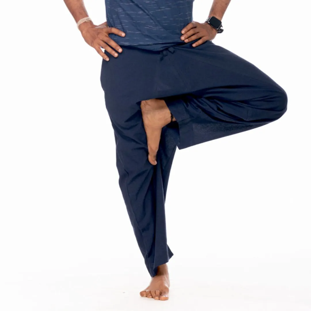 Navy-Blue Handwoven Cotton Yoga Pant | Athleisure Slouchy Pant for Men