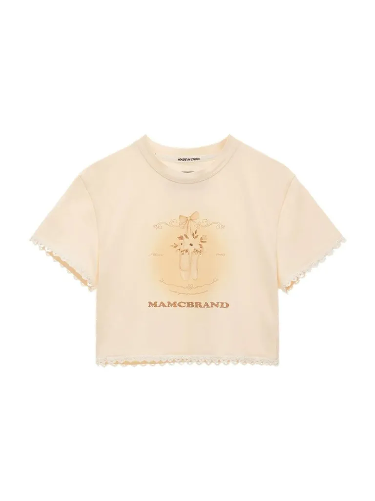 Neck Sweet Round Tops Girly