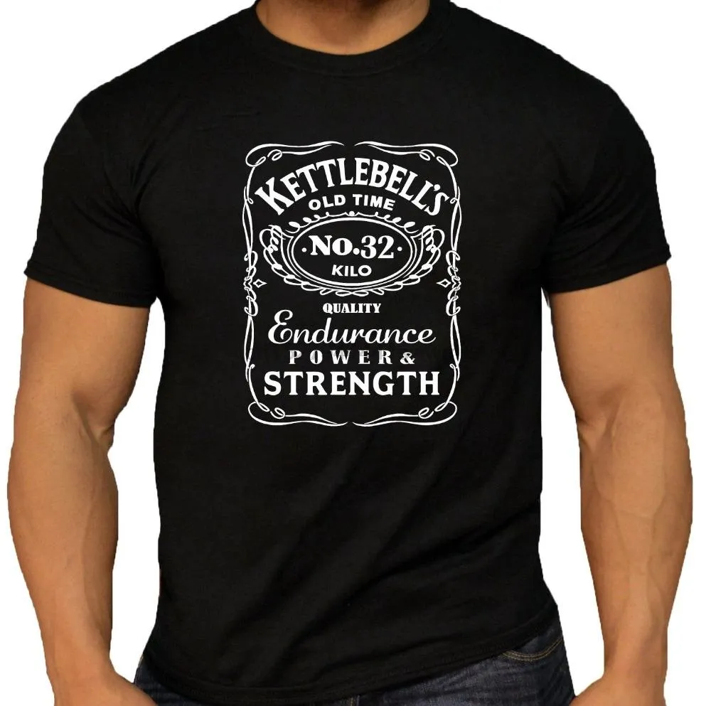 New 2019 Cotton Kettlebell Vintage T-Shirts Distressed Print Gym Training Workout Fitness Short-Sleeve T-Shirt