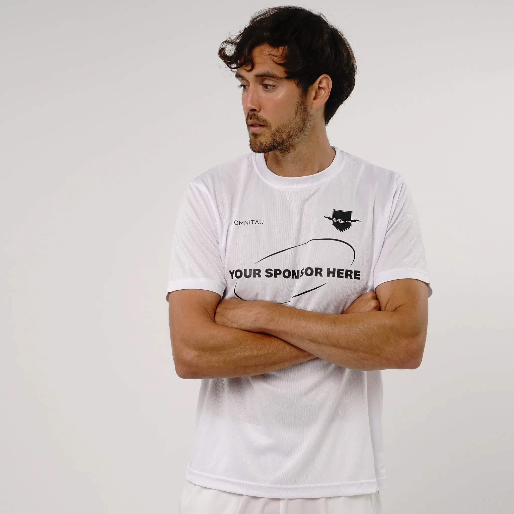 Omnitau Men's Core Football Crew Neck Shirt - White