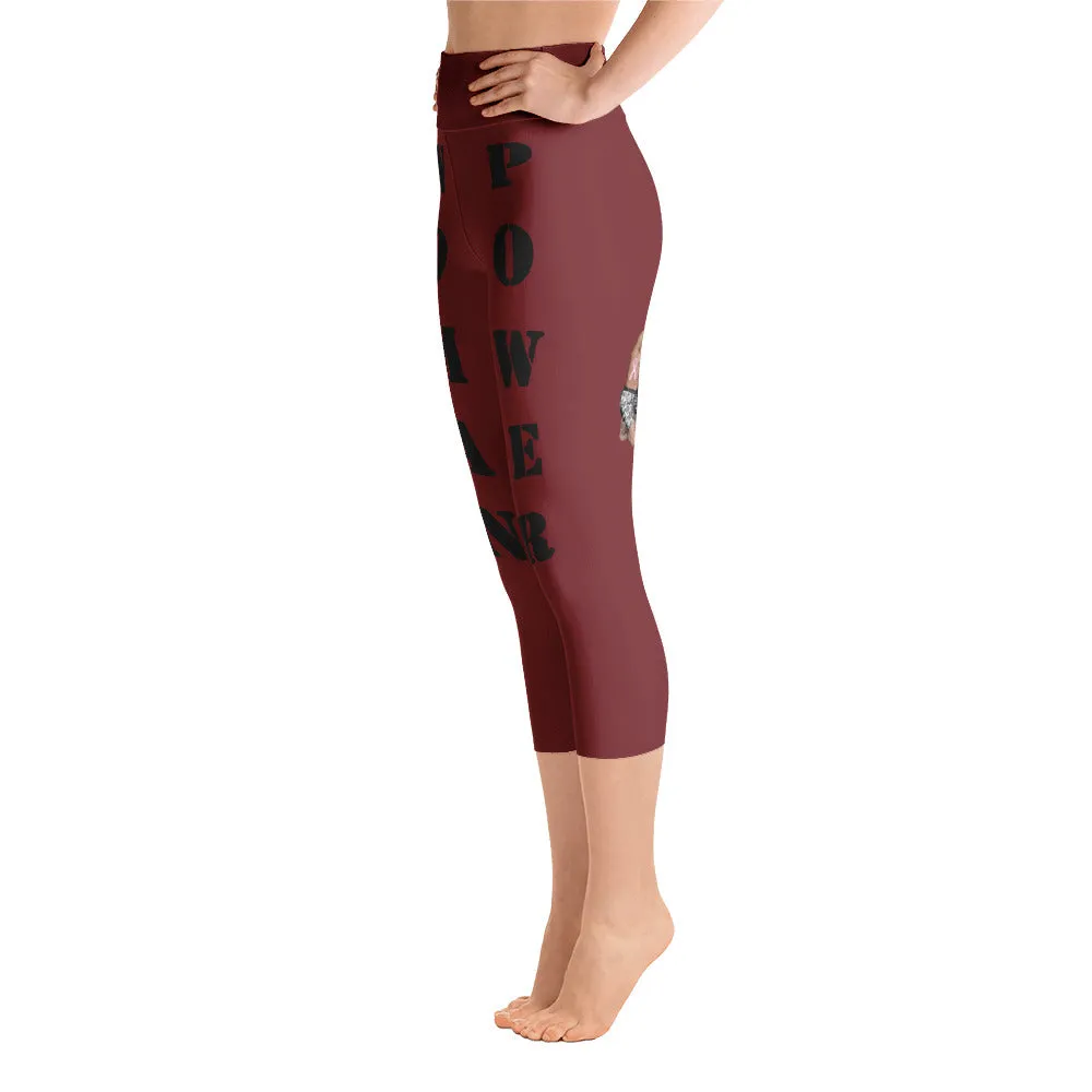 Our best viral leggings burgundy woman power black letters