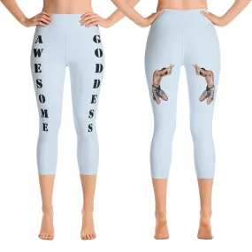 Our best viral leggings light gray awesome goddess black letters