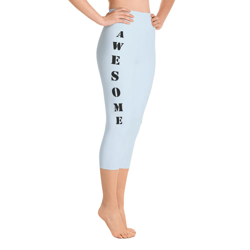 Our best viral leggings light gray awesome goddess black letters
