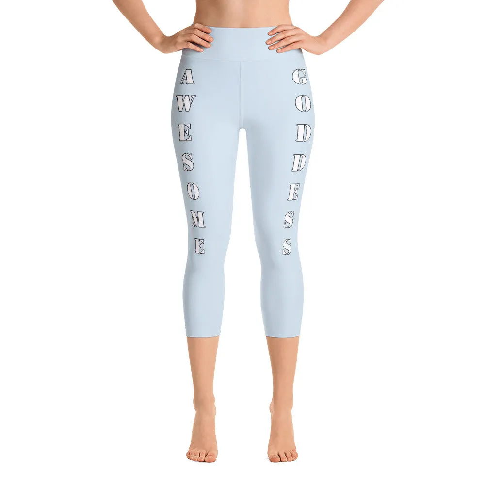 Our best viral leggings light gray awesome goddess white letters