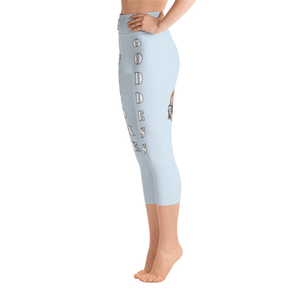 Our best viral leggings light gray awesome goddess white letters
