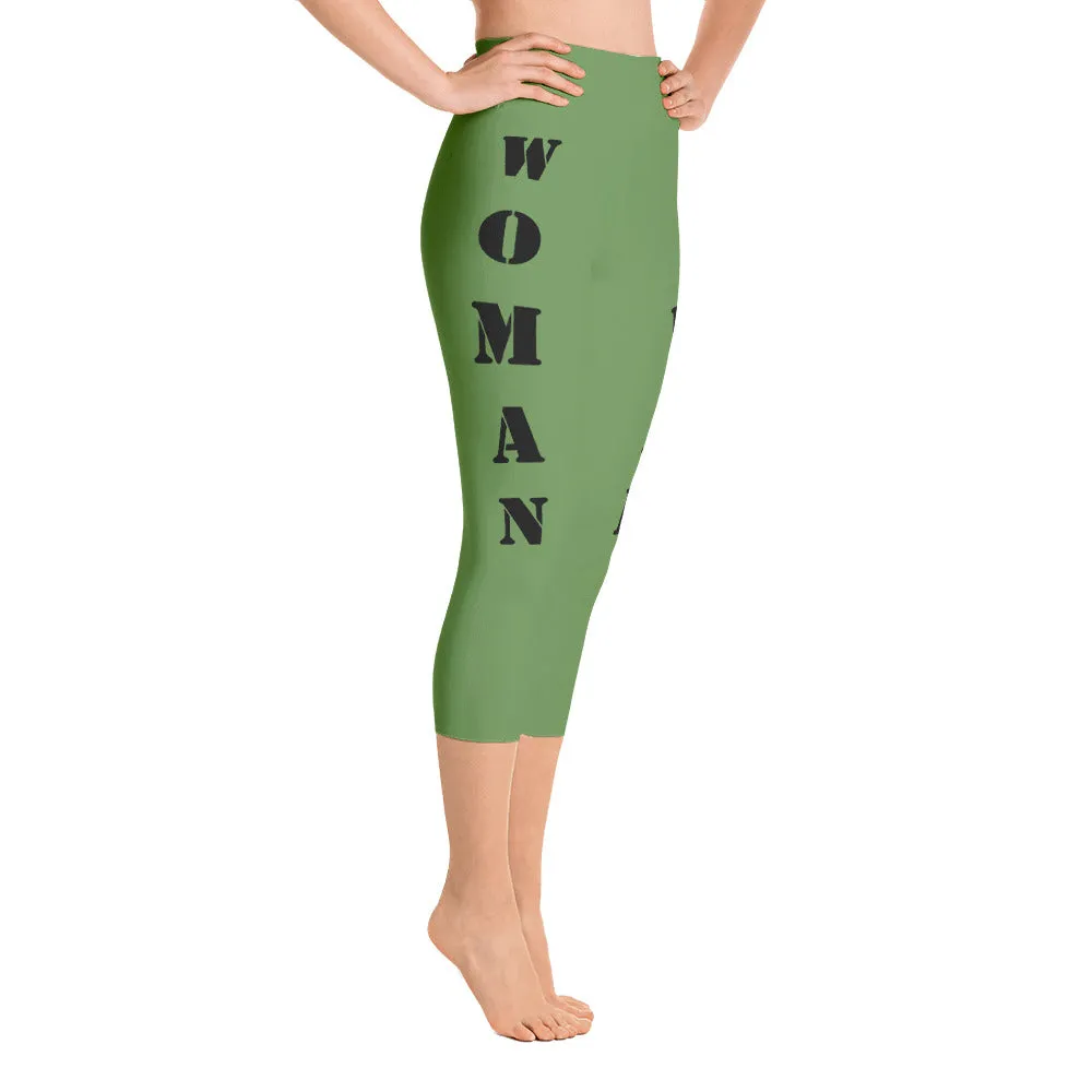 Our best viral leggings moss green woman power black letters